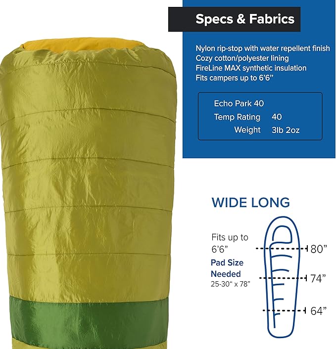 Big Agnes Echo Park 40 (FireLine Max) Backpacking and Camping Sleeping Bag