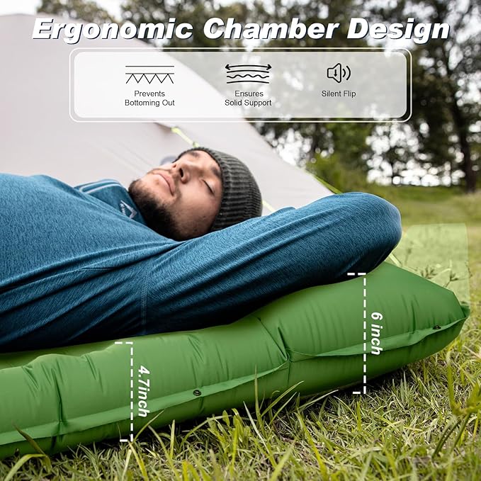 Camping Sleeping Pad Extra Thickness 4.7 Inch Inflatable Sleeping Mat Ultralight Waterproof Camping Mat with Built in Pump Air Mattress for Backpacking Hiking Tent Travel