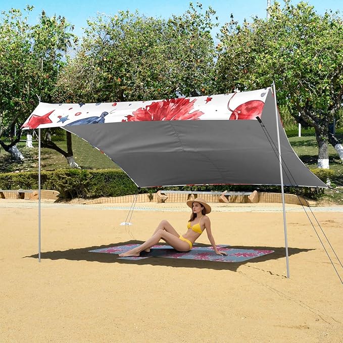 Rugby Pattern (47) Camping Sun Shelter Beach Tent Portable Beach Sun Shade Outdoor Canopy for Camping Trips Fishing Picnic