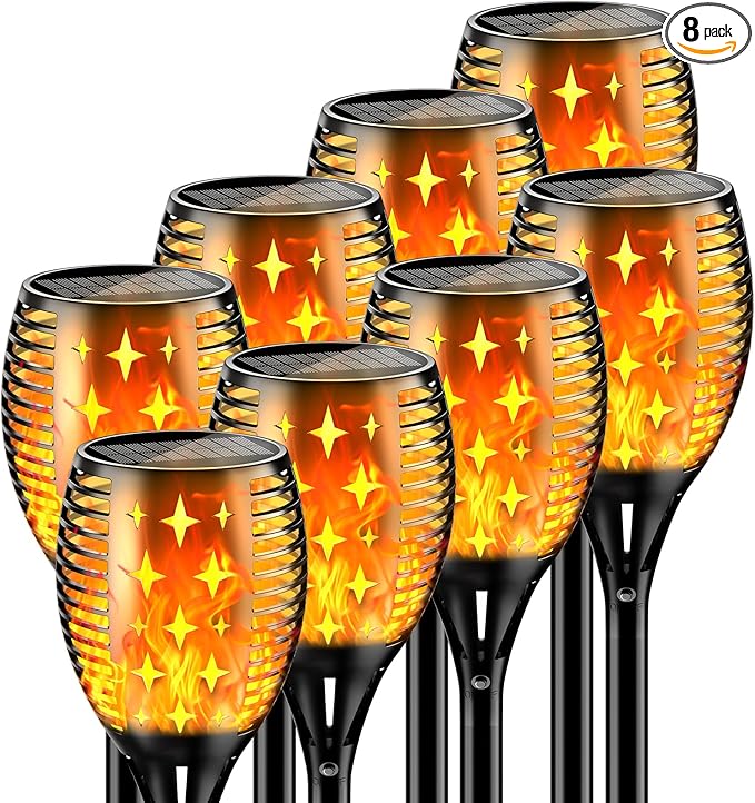 YoungPower Solar Outdoor Torch Lights Flickering Flame 43 Outdoor Path Lights Waterproof Torch for Garden Yard Patio 8 Pack