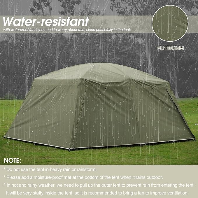 Vidalido 8-10 Person Camping Tent with 3 Door 2 Room Large Family Cabin Tents Double Layer Waterproof Portable Glamping Tent Big Tents for Outdoor Picnic Camping Hiking and Family Gathering