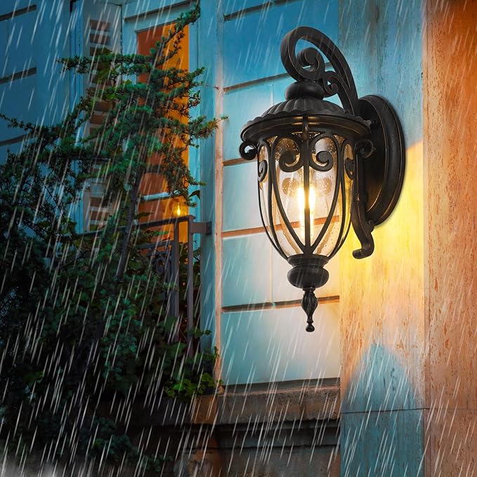 Large Dusk to Dawn Outdoor Wall Light for Garage 23 Inch Bronze Exterior Wall Lantern Sconce for Porch Waterproof Aluminium Light Fxitures for Outside House Entryway Front Door