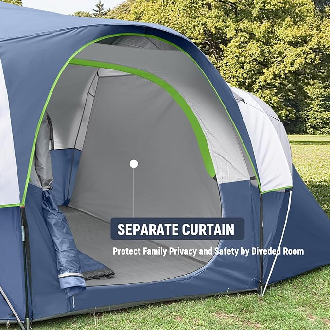 HIKERGARDEN 10 Person Camping Tent - Portable Easy Set Up Family Tent for Camp Windproof Fabric Dome Tent Outdoor for Hiking Backpacking Traveling-14'x11'x74in(H)