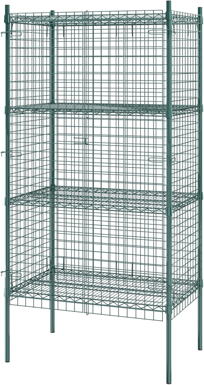 Commercial Grade NSF Listed Metal Wire Mesh Storage Green Epoxy Security Cage Kit 24 x 36 x 74 Perfect for Warehouse Walk-In Refrigerator Freezer Grocery Store Restaurant
