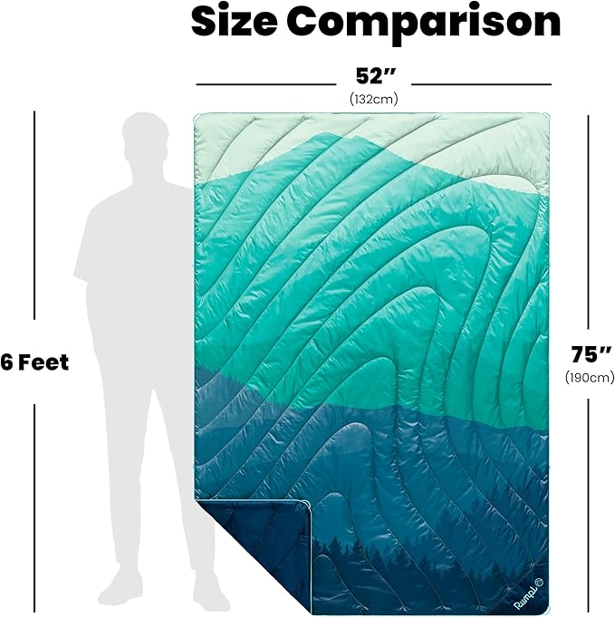 Rumple Original Puffy 1-Person Blanket for Camping and Outdoors Seascape Ridge Mountains