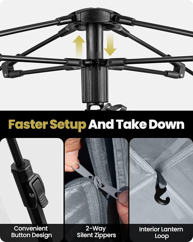 OutdoorMaster Updated Camping Tents 4/6 Person Camping Tent with Blackout Shelter Technology Easy Setup in 60 Seconds Weatherproof Pop Up Tent with Top Rainfly Instant Cabin Tent