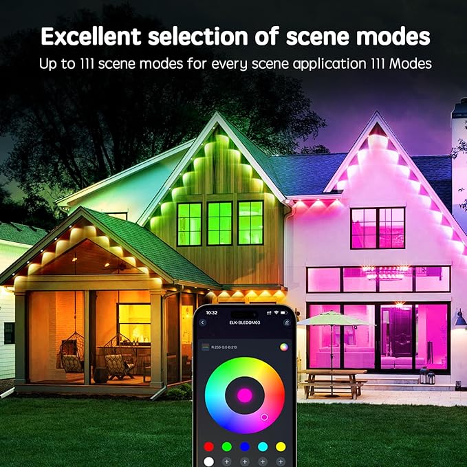 50FT Permanent Outdoor RGB LightsIP67 Waterproof Smart LED Eaves Lights with App/Remote Controlfor Christmas and All Holiday DecorDaily and Accent LightingHouse Roof and Garden Lighting