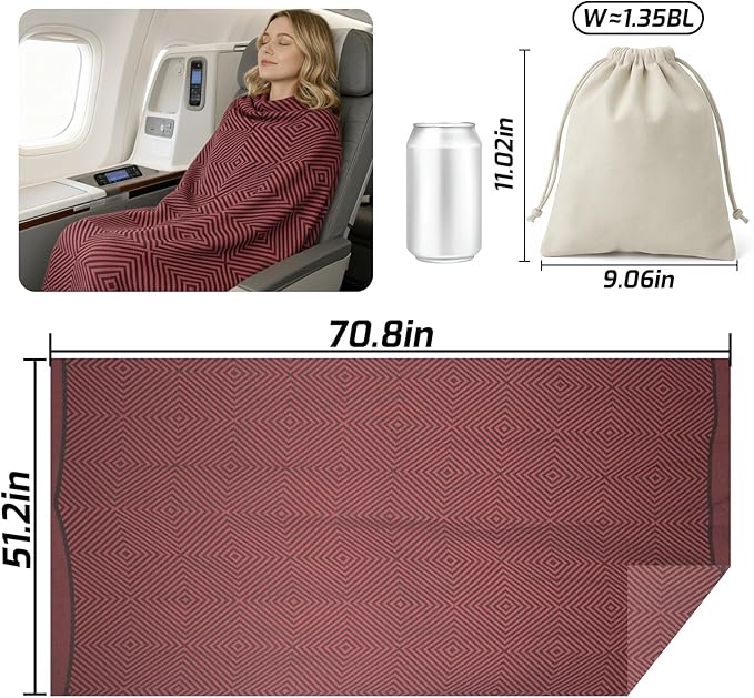 Travel Blanket Airplane - Ultra Soft &amp Lightweight Knit Design Compact Airplane Blanket53x72 InchStylish Travel Shawl Wraps for FlightsOfficeHome UseTravel Essentials &amp Gifts