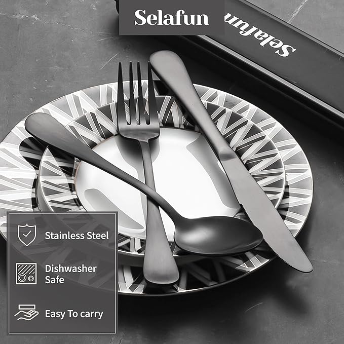 18/8 Travel Cutlery Set with Case Portable Silverware Utensils Set 8inch Stainless Steel Reusable Flatware Set Cutlery Set for Camping Picnic Hiking Office Dishwasher Safe