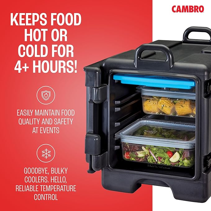 Cambro Insulated Food Pan Carrier - Hotbox and Food Warmer for Catering &amp Transport - Front Load UPC300 Series (Black)