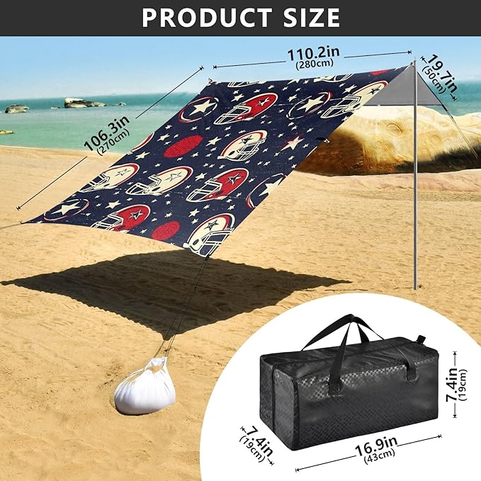 Rugby Pattern (57) Camping Sun Shelter Beach Tent Portable Beach Sun Shade Outdoor Canopy for Camping Trips Fishing Picnic