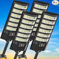 Solar Street Lights Outdoor Waterproof 26000LM 6500K 320°Wide Angle Flood light LED Solar Parking Light with Motion Sensor and Remote Control for Outdoor Streets CourtyardsParking Garages-4Pack