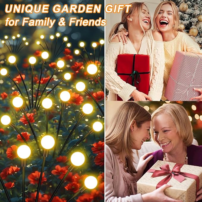 Solar Garden Lights Outdoor 10 Pack 60 LED Solar Firefly Lights Swaying Waterproof Garden Decor for Yard Patio Pathway Lawn Gardening Gifts