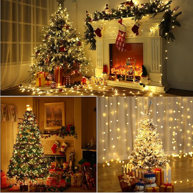 338Ft Christmas Lights Outdoor 1000 LED Christmas String Lights with 8 Modes Timer Waterproof Fairy Twinkle Lights for Party Garden Wedding Holiday Weddings Xmas Tree Decorations (Warm White)
