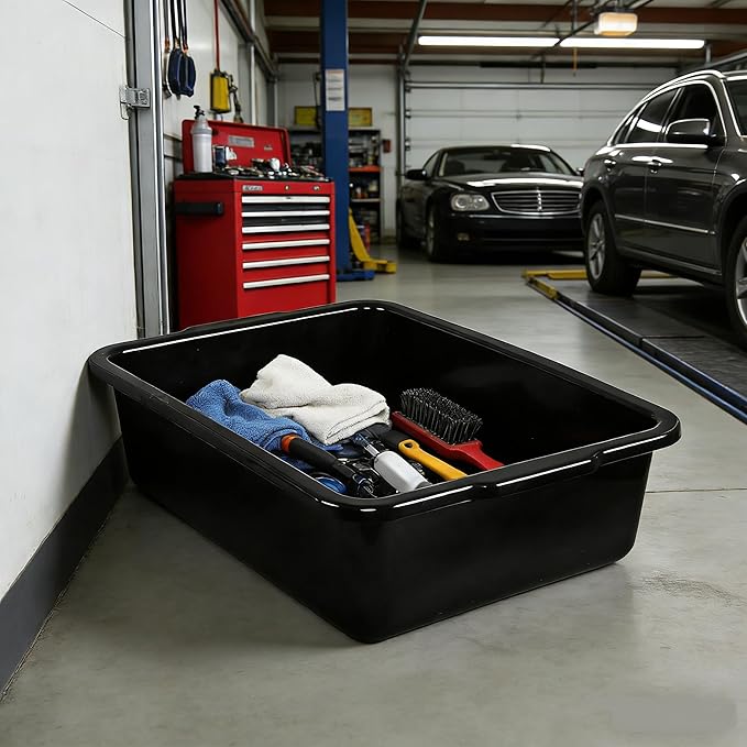 4 Pack Commercial Bus Tubs Bus Box/Tote Box Black (35 L)