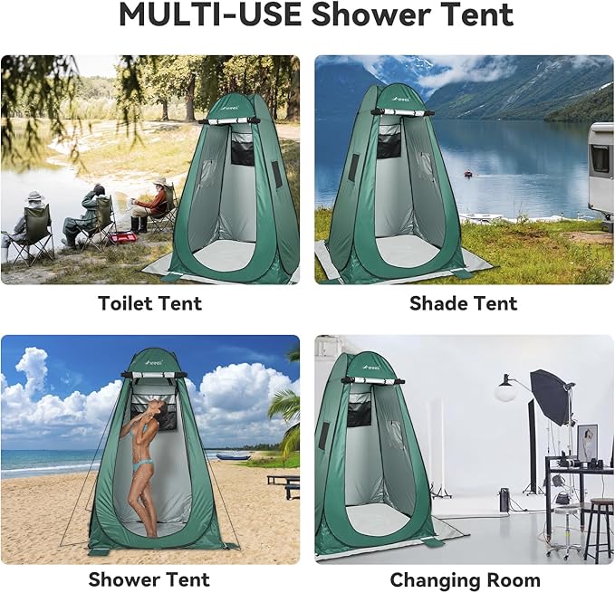 Pop Up Camping Shower Tent Portable Dressing Changing Tent Outdoor with Carry Bag for Beach &amp Hiking 75” x 48”x 48”