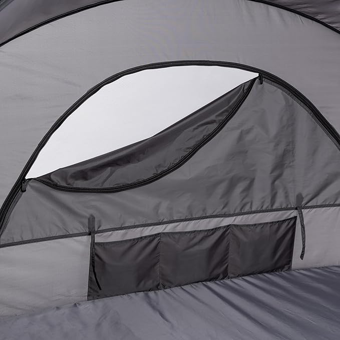 PICNIC TIME Manta Portable Beach Tent Fully-Assembled Pop Up Tent Beach Shade and Sun Shelter Instant Outdoor Shade with Carrying Bag for Outdoors and UPF50+ UV Protection (Gray with Black Accents)