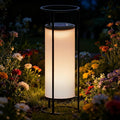 HOTEAGLE Outdoor Solar Lights14.8 H Modern Metal Cylinder Solar Powered Lantern Waterproof Decorative Table Lamp with Warm White LED Dusk to Dawn Auto On/Off for Garden Patio Yard Path Decor