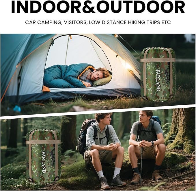 FARLAND Sleeping Bags 30℉ for Adults Teens Kids with Compression Sack Portable and Lightweight for 3-4 Season Camping HikingWaterproof Backpacking and Outdoors