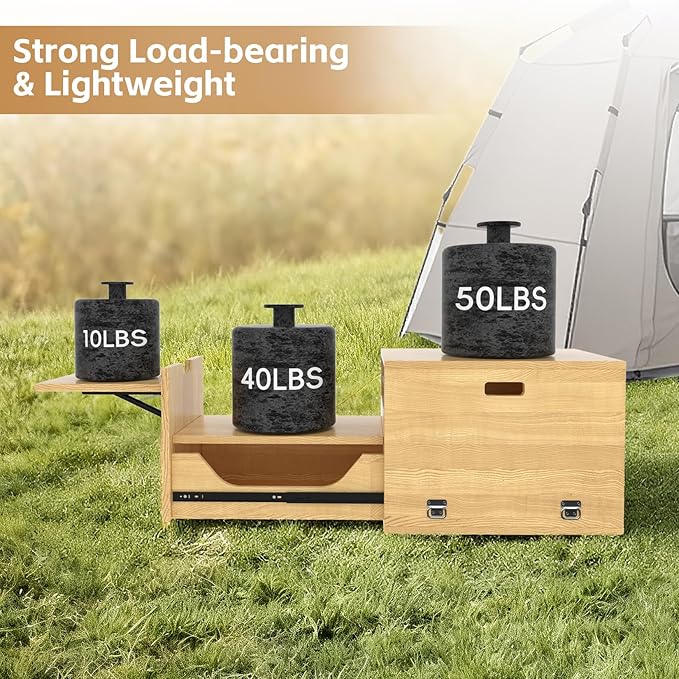 Haddockway Overland Kitchen Slide-Out SystemAll-in-One Folding Camping Table with Storage Drawer for SUV Camp Kitchen Box for Outdoor Cooking Picnic Overlanding Travel