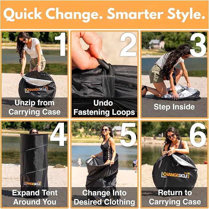 Pop Up Changing Tent with Floor for Beach Car &amp School Sports – Self Standing -Collapsible Portable Privacy Tent for Camping – Tall Waterproof Foldable Compact Dressing Room Tube