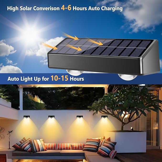 Brizled 16 Pack Fence Solar Lights 11 Modes &amp 9 Colors - Warm White/Cool White/RGB Color Changing IP65 Waterproof Outdoor Wall Lights 100 Lumens Outdoor Solar Deck Lighting for Railing Wall Fenc
