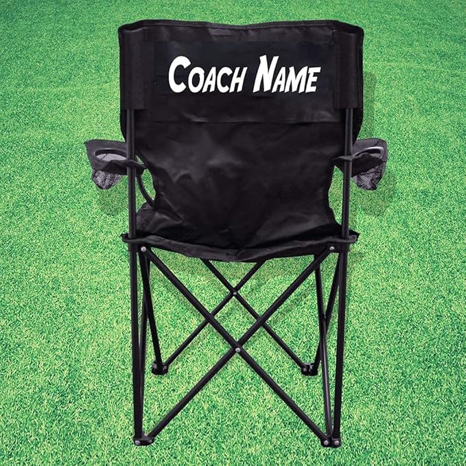 VictoryStore Custom Coach Chair- Team Gift - Custom Coach Gifts Camping Chair with Carry Bag Black