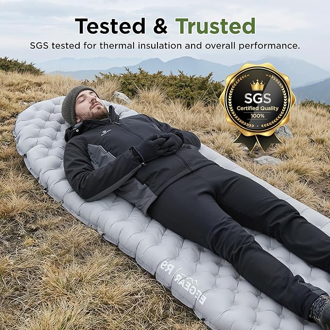 Elegear CumbreX™ Sleeping Pad for Camping with 9 R-Value Ultralight Camping Sleeping Mat for All Seasons Insulated Backpacking Sleeping pad Durable Camping Mattress for Outdoor Hiking Tent