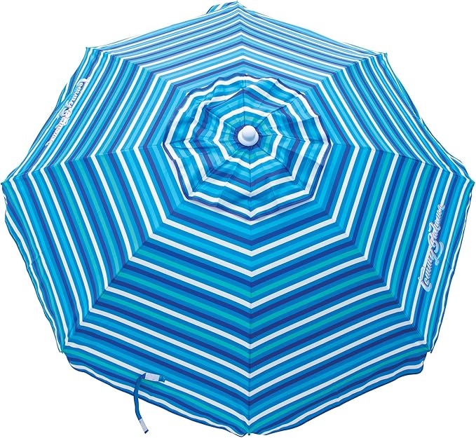 Tommy Bahama 6' UPF 50+ Tilt Beach Umbrella with Integrated Sand Anchor Wind Vent and Carry Bag