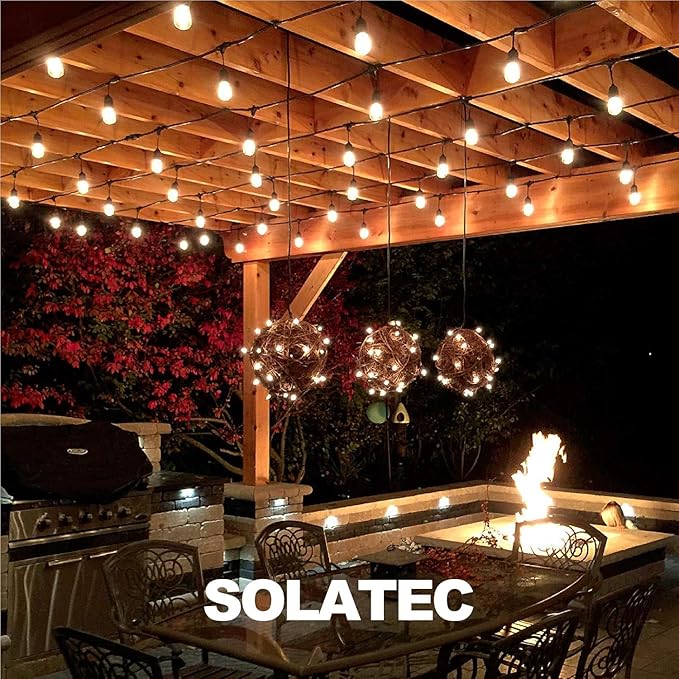 Solatec LED String Lights Shatterproof 96FT 30 Hanging Sockets Commercial Grade Waterproof 2W Outdoor String Light Decor for Patio Garden Balcony Deck S14 2W (30 Lights 96FT)