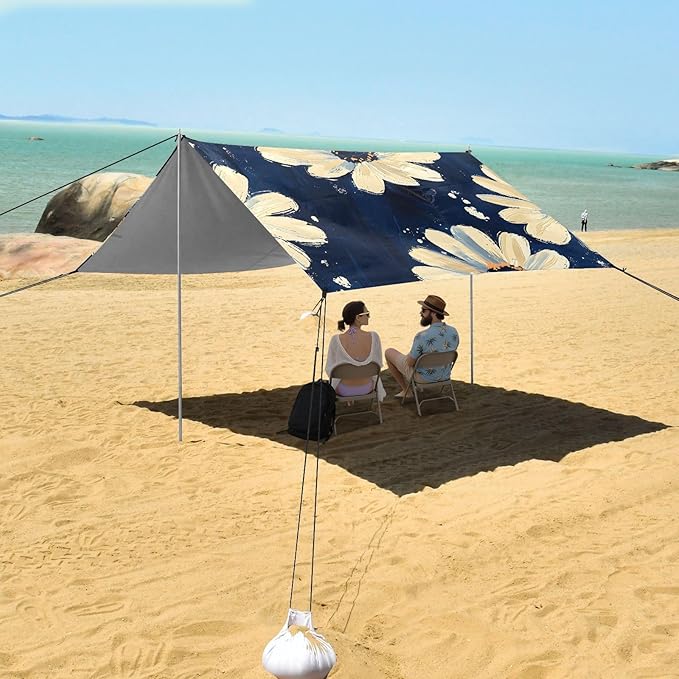 Beach Tent Sun Shelter Daisy Splash Lightweight &amp Easy Setup Beach Shade Canopy for Camping Fishing
