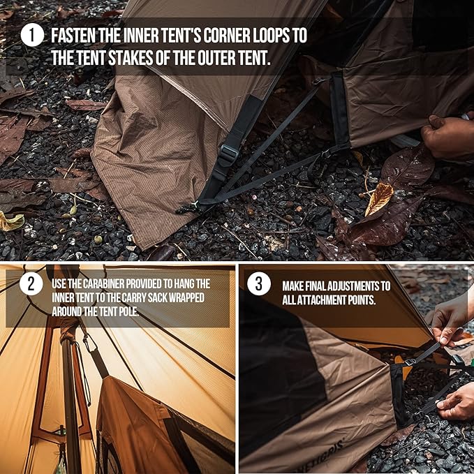 OneTigris Rock Fortress Hot Tent with Stove Jack 4 Season 4-6 Person Tipi for Camping Backpacking Hunting Fishing - Waterproof Wind-Proof