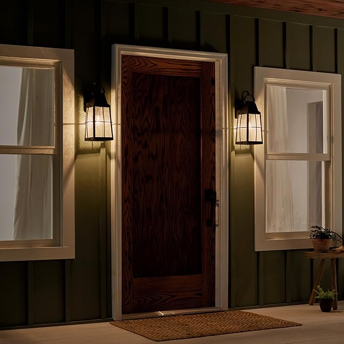 Kichler Tolerand 17.75 Outdoor Wall Light in Textured Black 1-Light Exterior Wall Sconce Porch Light with Clear Seeded Glass (17.75 H x 7.75 W) 49553BKT