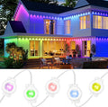 VCOKEN Permanent Outdoor Lights 111FT with Smart 72 RGB LED Light for House &amp Outdoor Decor DIY Scene Mode IP65 Waterproof Eaves Lighting with App Control Remote for Christmas and Holiday Decor