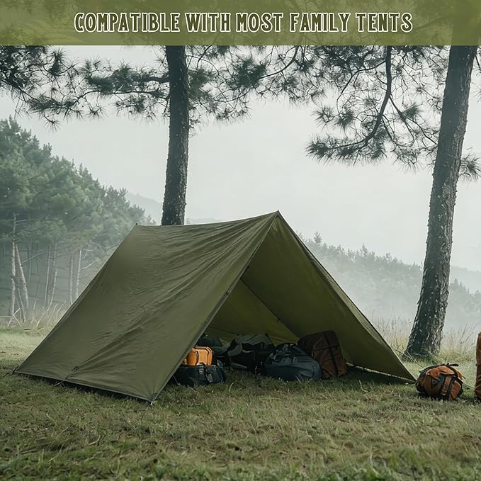 13.5x13.5 ft Tent Footprint Waterproof Camping Tarp Heavy Duty Tent Floor Saver Ultralight Ground Sheet Mat with Storage Bag 6 Tents Stakes for Hiking Picnic Backpacking Hammock Beach