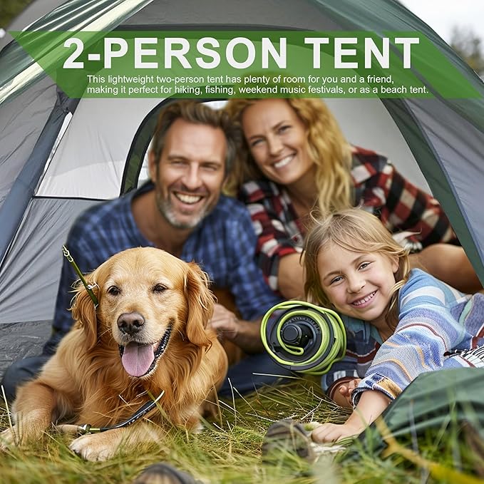 Outdoor Camping Tent 2-Person Dome Waterproof Double Layer Windproof Can be Used for Outdoor Hiking Traveling Fishing Picnic Family Gathering Multifunctional Camping Tent PU2000mm (2 Person)
