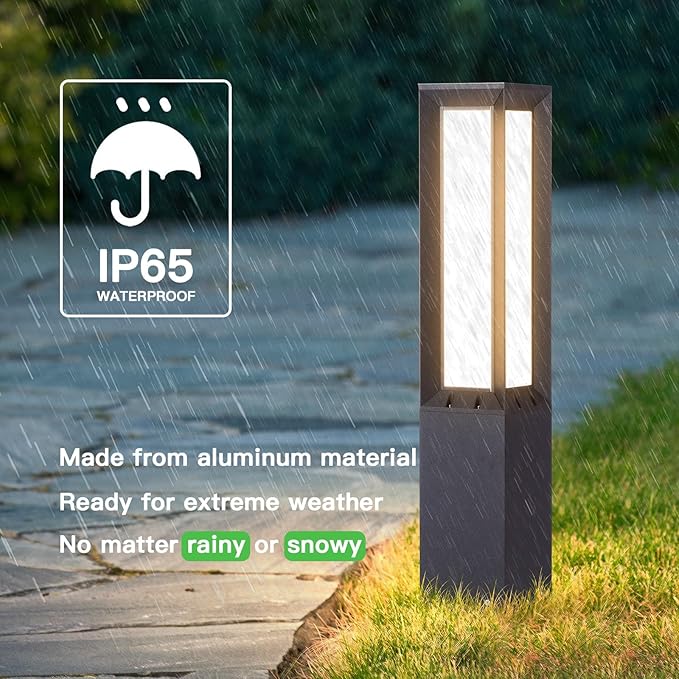 Outdoor Pathway Lights Wired 32 Landscape Path Light 3000K LED Bollard Lights 120V Modern Commercial Driveway Lamp IP65 Waterproof Standing Lighting for Patio Garden Path Yard Walkway