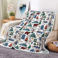 Camper Throw Blanket RV Camper Accessories for Travel Trailers Throw Blanket Flannel Camping Soft Warm Cozy Throws Cover for Couch Chair Sofa Bed Outdoor Inside Travel Decor