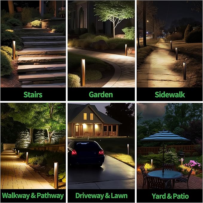 Low Voltage Pathway Lights LED Landscape Path Lights Outdoor Waterproof IP65 Wired Black Aluminum 5W 200LM for Walkway Sidewalk 4 Pack