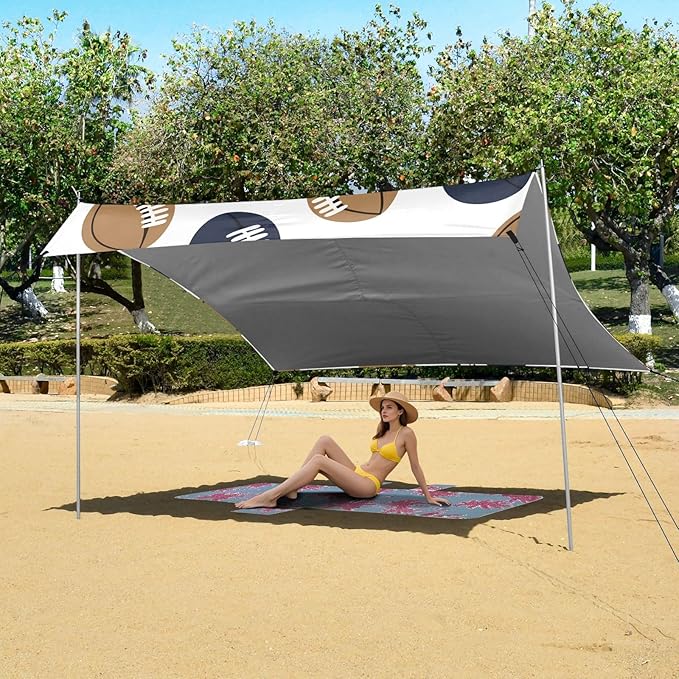 Rugby Pattern (66) Camping Sun Shelter Beach Tent Portable Beach Sun Shade Outdoor Canopy for Camping Trips Fishing Picnic