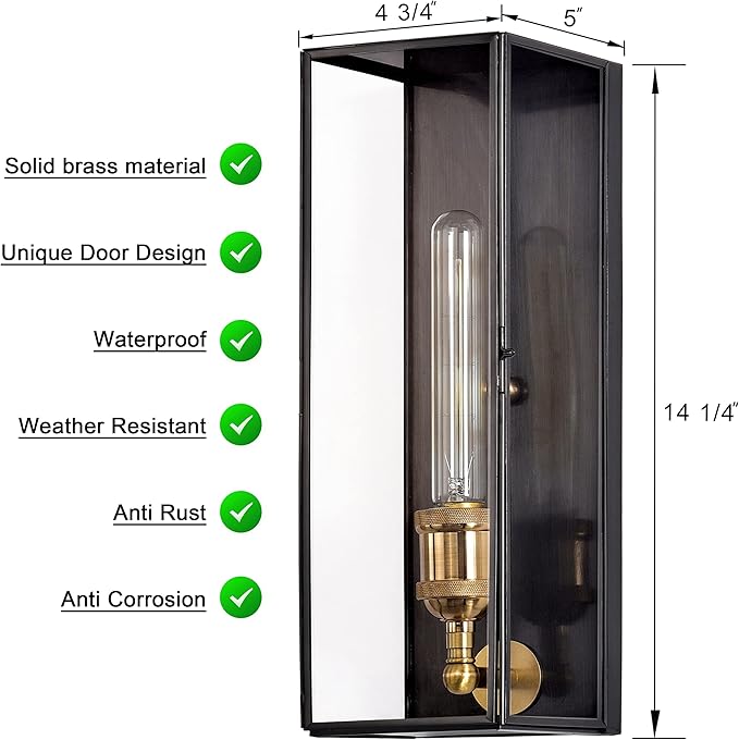 c cattleya Outdoor Wall Lanterns Set of Two Solid Brass Waterproof Exterior Light Fixtures Front Porch Lights Outside Sconces Wall Lighting for House Patio Yard Garage Hallway Entrance