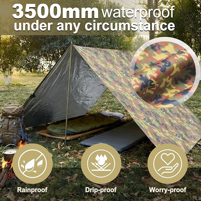 Sky Protection: LYN Lightweight Emergency Camping Tarp/Hammock Rain Fly-WaterproofRipstop FabricAnti-UV Shelter for Hiking Camping and Outdoor Adventure
