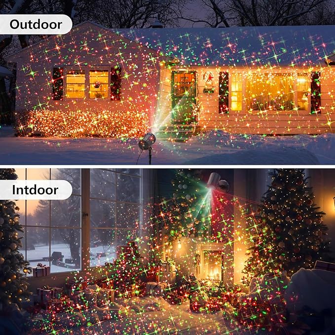 Christmas Projector Lights Outdoor BLOFUN Red and Green Starlight Projection Light 3 Modes with Remote Control Halloween Christmas Party New Year Decoration Waterproof and Frostproof-Multicolor