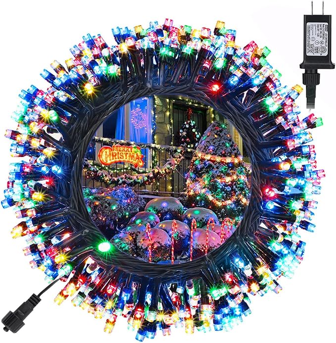 Toodour Christmas Lights Outdoor 131ft 350 LED String Lights Timer Waterproof 8 Modes Outdoor Christmas String Light - Twinkle Light for Tree Home Garden Yard Wedding Party Xmas Decor(Multicolor)