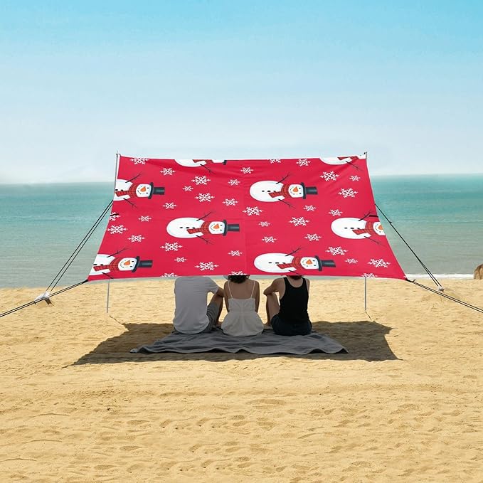 Christmas Snowman SnowflakeCamping Sun Shelters 9.2 x 10.5 FT Beach Canopy Tent Sun Shade with Carrying Bag for Camping Trips Fishing Backyard Fun or Picnics 21341658