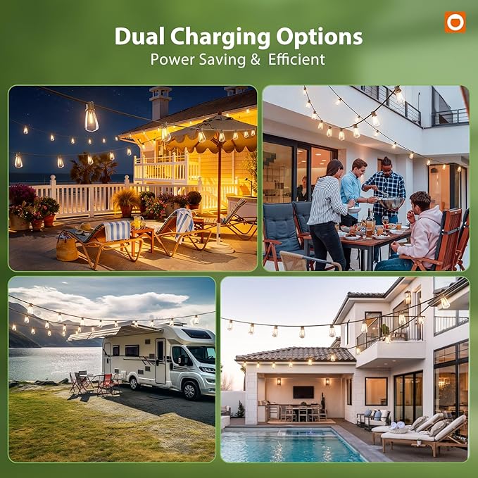 addlon 198(192+6) FT Solar String Lights Outdoor Waterproof with Remote 96+8 LED Shatterproof Bulbs Dimmable &amp Timable Solar Lights Outdoor Patio Lights for GardenBackyardPartyCamping Decor