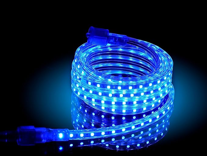 CBConcept UL Listed 164 FeetSuper Bright 45000 Lumen Blue Dimmable 110-120V AC Flexible Flat LED Strip Rope Light Commercial Grade Indoor Outdoor use Ready to plug n shine