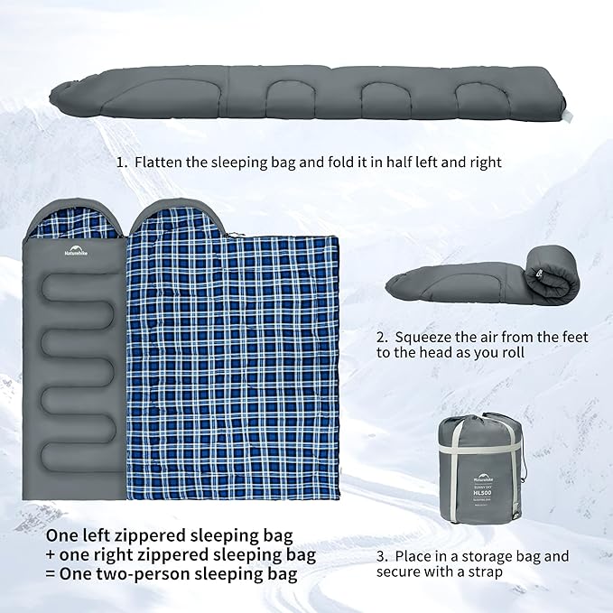 Naturehike Lightweight Compact Sleeping Bag 59℉/32℉ Envelope Ultralight Backpacking Sleeping Bag Portable Waterproof with Compression Sack for Cold&ampWarm Camping Traveling Hiking