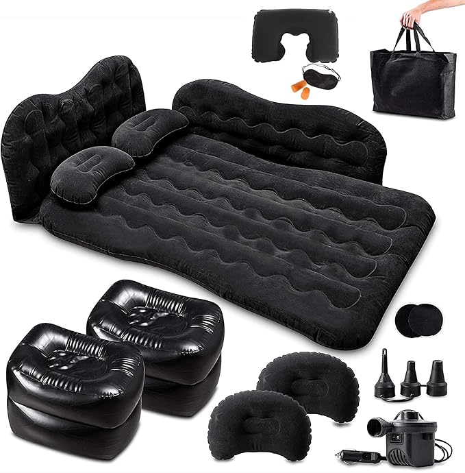 Car Air Mattress Truck Back Seat Bed – Zento Deals Camping Bed Inflatable Mattress – Portable Travel Bed with Pillows – Travel Camping Sleeping Outdoor Bed – Universal Car SUV Truck and RV…