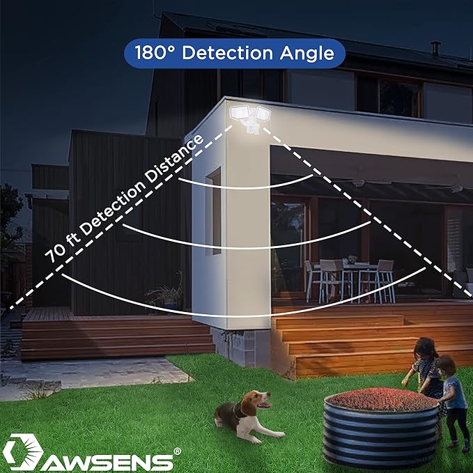 40W LED Security Lights Motion Sensor Light Outdoor 180 Degree 4000 LM 5000 K ETL Water Resistant Clear 2 Head Motion Detector Flood Light for Garage Yard (White)